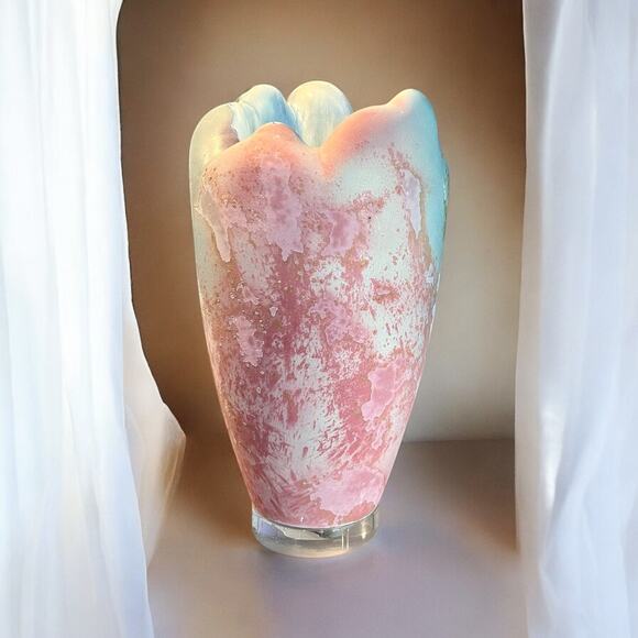 Tony Evans Raku Art Pottery Vase on Lucite Base-Sculptural-Vintage 1980s-Modern - Picture 2 of 8